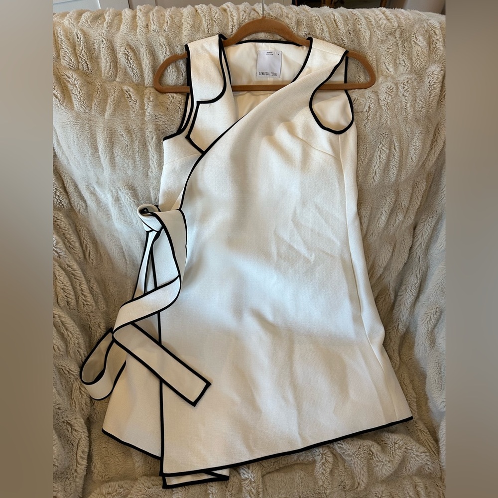 C/MEO Collective white midi dress with tie size medium (M)